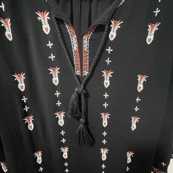 Neiman Marcus Women Black Embroidered Tunic Dress Sz Small Midi Shift Whimsigoth - Picture 13 of 14